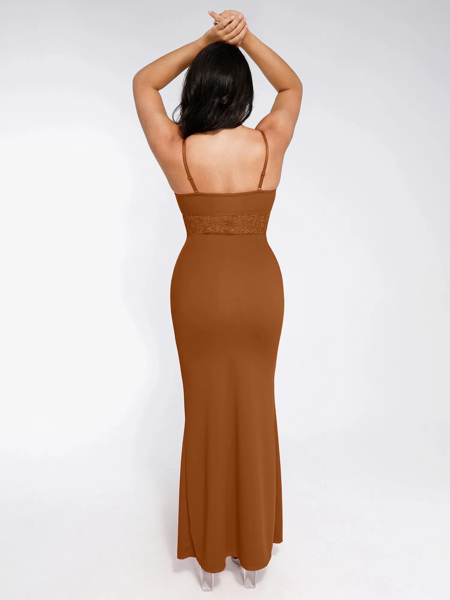 Popilush Shapewear Lace Inset Sculpting Mermaid Maxi Slip Dress - Image 21
