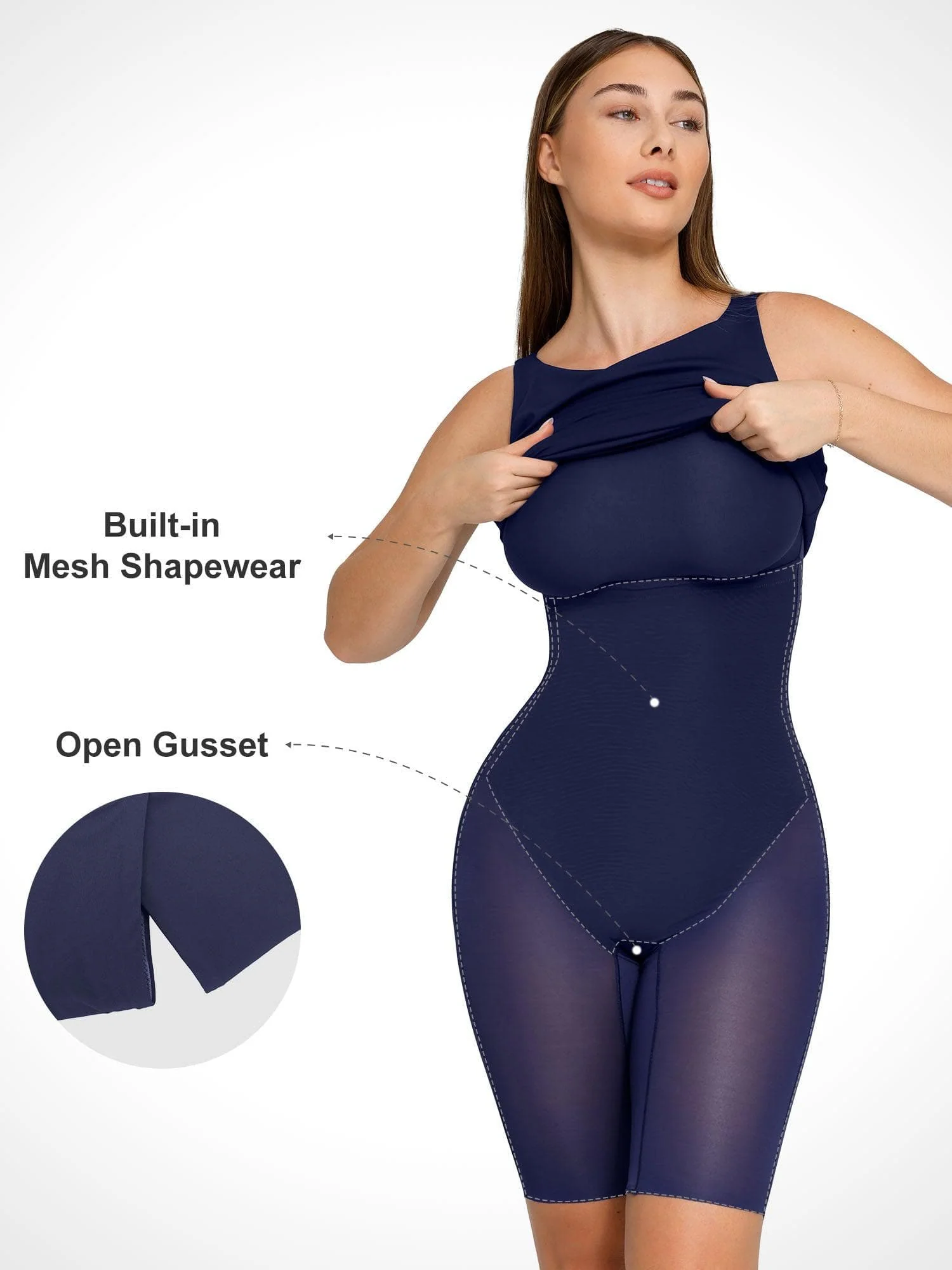 Popilush Shapewear Sleeveless Boatneck Sculpting Midi Work Dress - Image 11