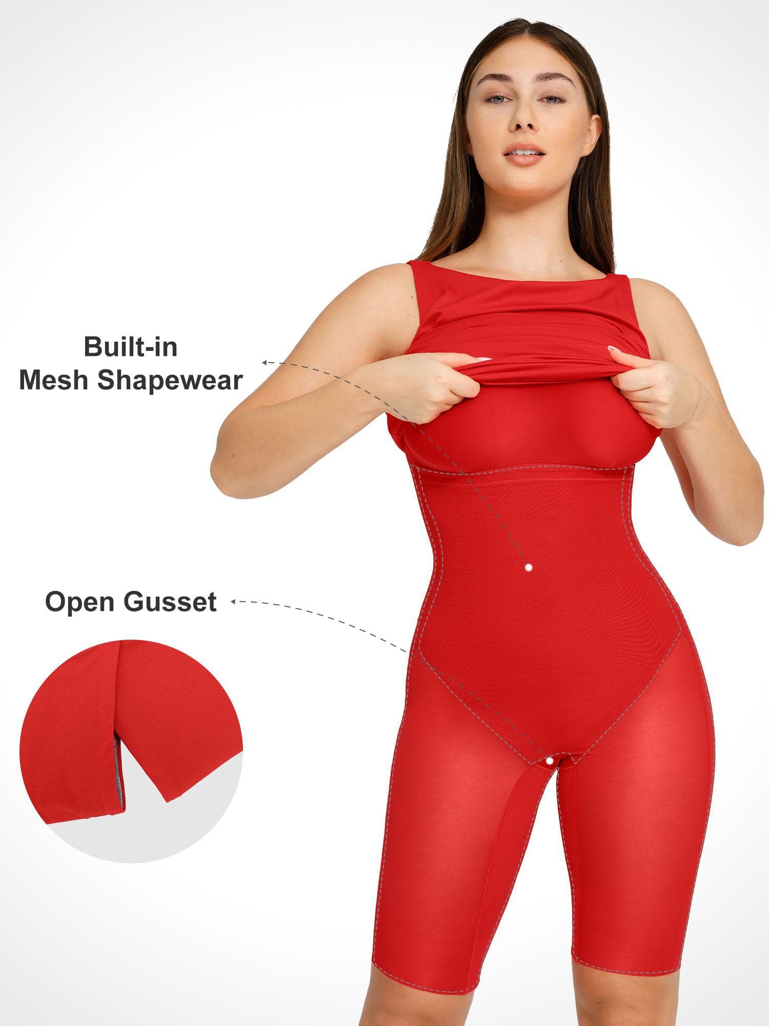 Popilush Shapewear Sleeveless Boatneck Sculpting Midi Work Dress - Image 19