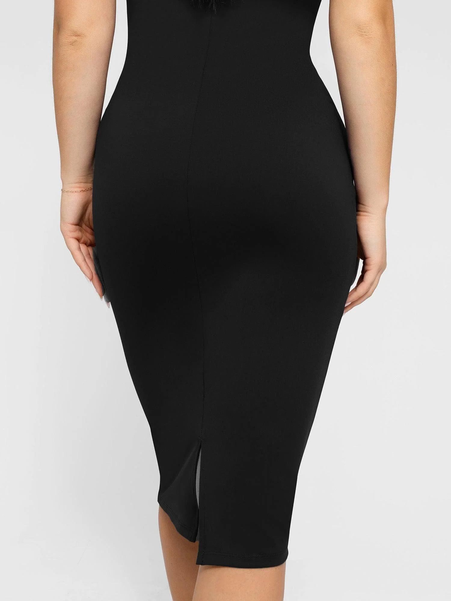 Popilush Shapewear Sleeveless Boatneck Sculpting Midi Work Dress - Image 8